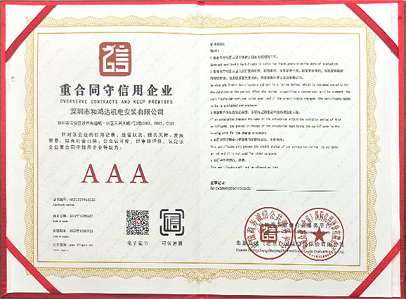 企業信用等級證書